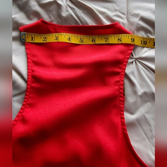 Silk V Neck Top in Red and Gold - Picture 11 of 16